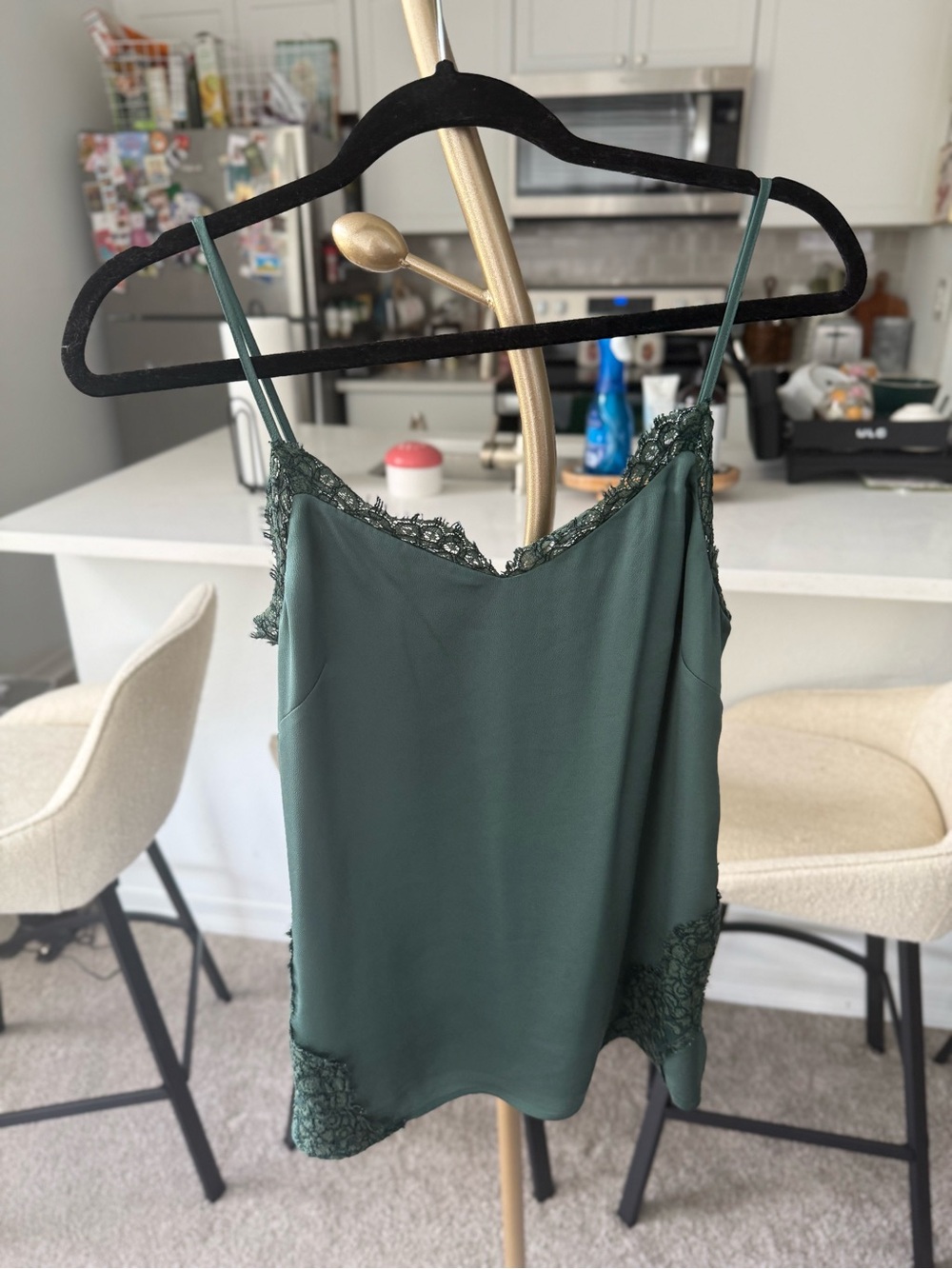 Banana Republic Forest Green Lace-Trim Camisole